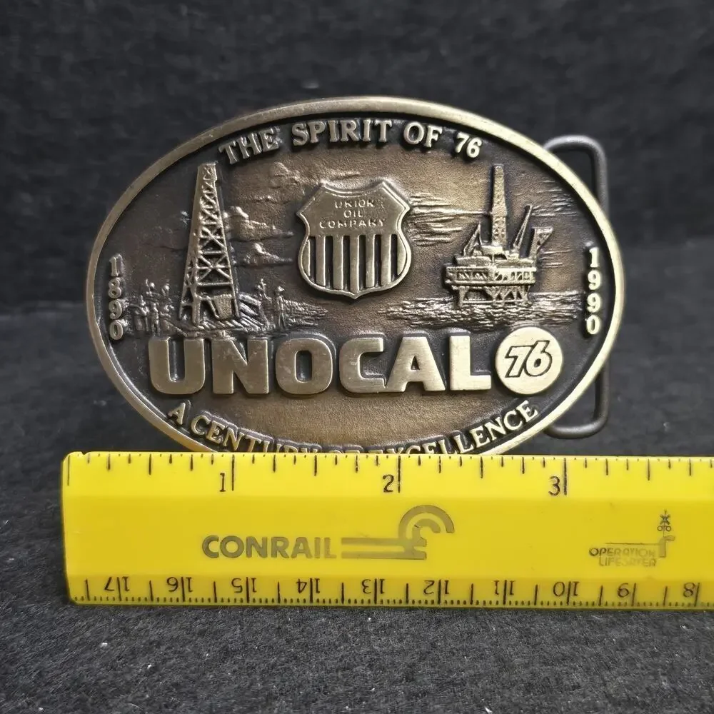 Vintage 1990 Unocal Spirit of 76 A Century of Excellence Solid Bronze Buckle